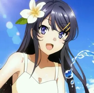 🐰 Mai Sakurajima Rascal Does Not Dream of Bunny Girl Senpai anime, bunny girl senpai, mai sakurajima, anime girl, flower, summer telegram sticker