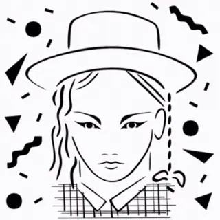 😎 woman, hat, fashion, portrait, illustration, art, style telegram sticker