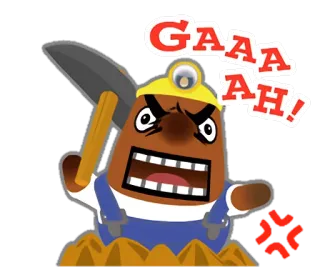 💢 GAAAAAH! Minero, Dibujo animado, Enojado, Pala, Minería, Personaje, Casco whatsapp sticker