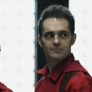 😐 Money Heist personnage, personne, homme, casa de papel, combinaison rouge telegram sticker