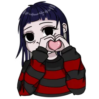 🫶 fille anime, coeur, dessin animé, fille, amour, mignon whatsapp sticker