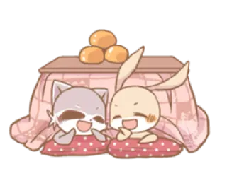 ☺️ Anime, Królik, Kot, Słodkie, Kreskówka, Kawaii whatsapp sticker