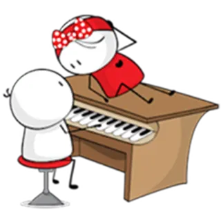 🎹 pianino, muzyka, kreskówka, para, miłość, muzyk telegram sticker