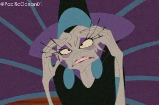 😡 Yzma The Emperor's New Groove Yzma, méchant, Disney, Kuzco, l'empereur mégalo, dessin animé, expression whatsapp sticker