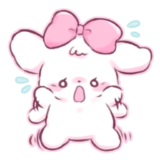 😩 귀여운, 카와이, 강아지, 강아지, 리본, 스티커, 만화, 분홍색 telegram sticker