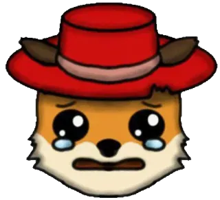 😢 fox, crying, sad, cartoon, animal, hat telegram sticker