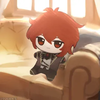 💠 Diluc Genshin Impact diluc, genshin impact, anime, chibi, video game, rambut merah whatsapp sticker