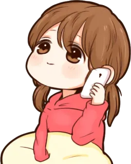 📱 Dessin animé, Fille, Téléphone, Mignon, Anime telegram sticker
