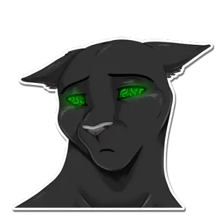 😞 Katze, Tier, Sticker, schwarze Katze, leuchtende Augen, Säugetier, Haustier telegram sticker