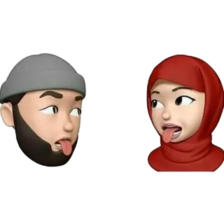 🧕 emoji, couple, muslim, woman, man, tongue, silly telegram sticker