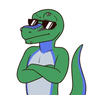 😎 kadal, reptil, keren, kacamata hitam, hewan, kartun telegram sticker