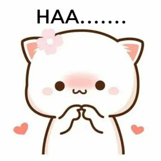 😋 HAA...... 고양이, 귀여운, 볼 빨개짐, 만화, 스티커, 꽃, 사랑스러운 telegram sticker