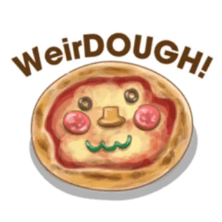 🤔 WeirDOUGH! pizza, strano, divertente, cibo, pasta, cartone animato, espressione whatsapp sticker