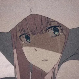 😢 Zero Two Darling in the Franxx Anime, Dziewczyna, Różowe włosy, Zero Two, Darling in the Franxx telegram sticker