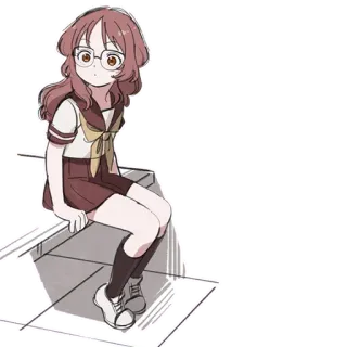 🧐 Anime, Chica, Sentada, Uniforme, Escolar, Ilustración telegram sticker