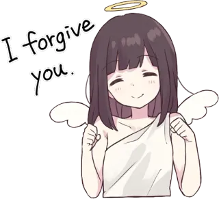 🚲 I forgive you. Anime, Thiên thần, Tha thứ, Dễ thương, Hào quang, Phim hoạt hình telegram sticker