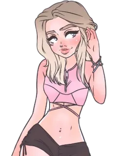 🙋‍♀ cartone animato, donna, illustrazione, capelli biondi, femminile, personaggio telegram sticker