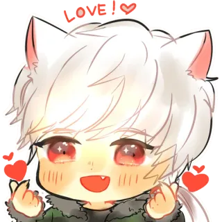 ❤️ LOVE ! Anime, Süß, Liebe, Kawaii, Sticker, Herz, Katzenohren telegram sticker