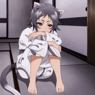 🎭 Anime, Chica gato, Lindo, Orejas, Cola, Triste whatsapp sticker