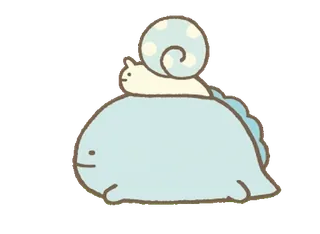 🍐 улитка, динозавр, милый, синий, мультфильм, животное whatsapp sticker