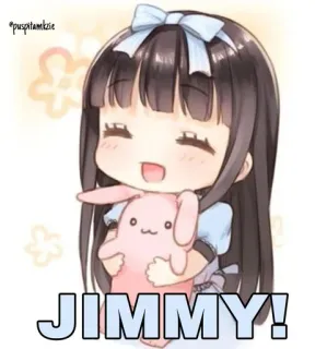 💦 JIMMY! 애니메이션, 귀여운, 소녀, 토끼, 치비 whatsapp sticker