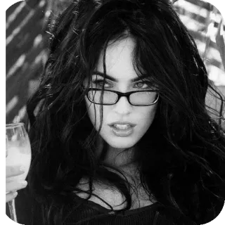 👍 woman, glasses, portrait, black and white, wine, drinking, face telegram sticker
