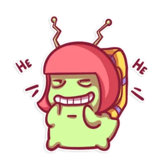 😅 He He Người ngoài hành tinh, Hoạt hình, Xanh lá cây, Nhân vật, Hài hước, Sticker whatsapp sticker