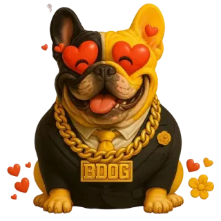 🥰 BDOG Hund, Bulldogge, Herzen, Anzug, Cartoon, Haustier, süß telegram sticker