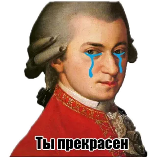 🥲 Mozart Ты прекрасен portrait, crying, composer, music, classical, sad, expression telegram sticker