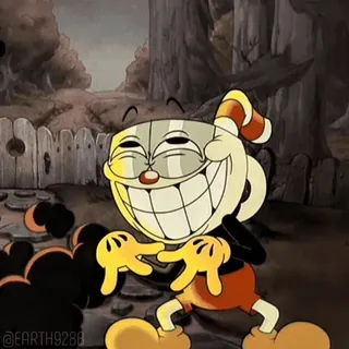 😈 Cuphead cuphead, dessin animé, personnage, souriant, méchant whatsapp sticker