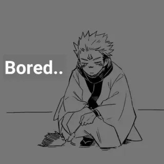 😩 Bored.. aburrido, anime, manga, dibujo, caricatura, boceto telegram sticker