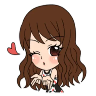 😘 Мультфильм, Девочка, Сердце, Подмигивание, Воздушный поцелуй, Милый, Аниме telegram sticker