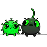 😣 Мультфильм, Бактерии, Вирус, Микробы, Милый, Наклейка telegram sticker
