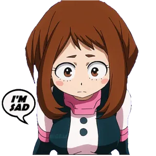 😥 Ochaco Uraraka My Hero Academia I'M SAD Anime, Triste, Ochaco Uraraka, My Hero Academia, Dibujos animados, Emoción telegram sticker