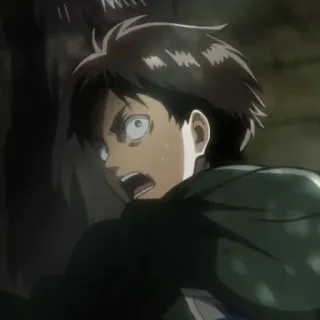 🌟 Eren Yeager Attack on Titan anime, attack on titan, eren yeager, medo, shingeki no kyojin, assustado telegram sticker
