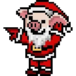 🕺 Pixel Art, Weihnachtsmann, Schwein, Weihnachten, niedlich, Feiertag whatsapp sticker