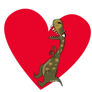 💔 dinosaurio, corazón, amor, lindo, dibujos animados whatsapp sticker