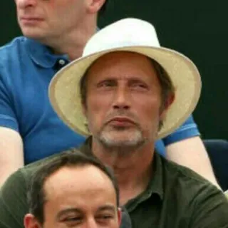 🤨 Mads Mikkelsen 俳優, 男, 帽子, 有名人, ポートレート telegram sticker