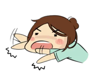 😖 Dessin animé, Épuisé, Fatigué, Bâillement, Chibi, Émotion whatsapp sticker