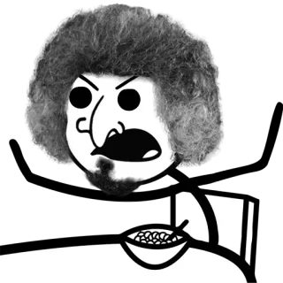 😤 cartoon, angry, cereal, black and white telegram sticker