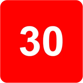 🟥 30 number, red, symbol telegram sticker