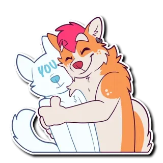 🤗 YOU furry, hug, corgi, dog, cute, affection, anthropomorphic, sticker telegram sticker