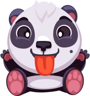😜 panda, fofo, desenho animado, animal, feliz, brincalhão telegram sticker