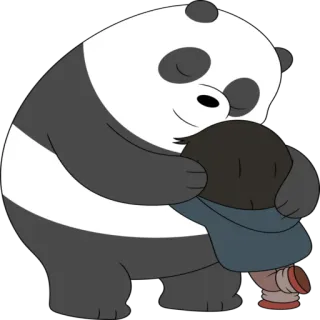 👩‍❤️‍👩 Panda Bear We Bare Bears мультфильм, панда, объятия, любовь, дружелюбный, медведь whatsapp sticker