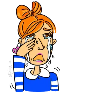 😥 pleurer, triste, femme, larmes, émotionnel, dessin animé whatsapp sticker