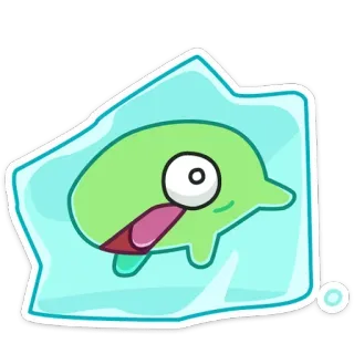 🥶 sticker, cartone animato, animale, verde, ghiaccio, carino, personaggio telegram sticker