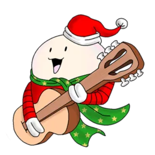 🎸 natal, guitarra, música, feriado, desenho animado, fofo, festivo telegram sticker