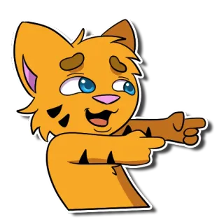 👉 gato, desenho animado, adesivo, apontando, animal, laranja, feliz telegram sticker