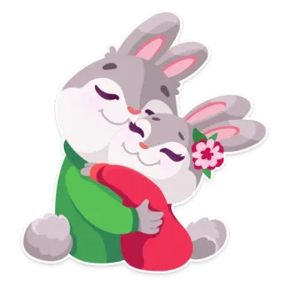 😍 кролик, зайчик, объятие, любовь, милый, животные whatsapp sticker