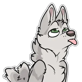 👅 dier, hond, wolf, tong, cartoon telegram sticker